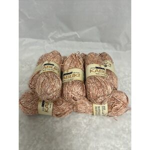 Lot Of 9 Skeins Pastel Peach Silk Acrylic Bernat  Kabuki  Yarn  2547 L01J Japan